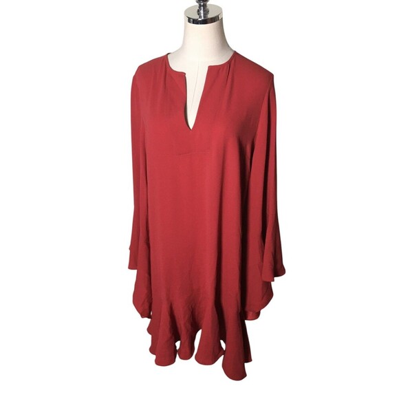 BCBG Maxazria Mini Dress Women's Size Small Red Long Sleeve - Picture 1 of 7